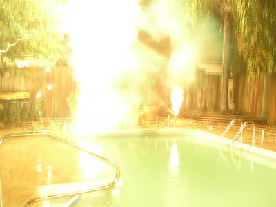 [It's okay, the pool won't catch on fire]