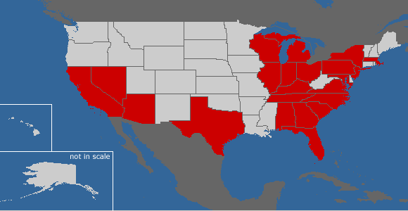 [States I've visited, although “wierd” wasn't listed]