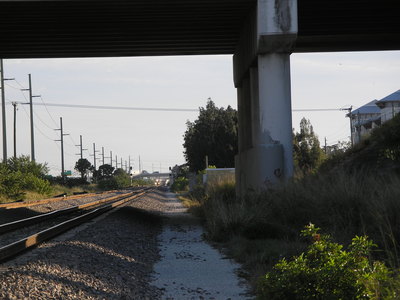 [Heading south along the tracks]