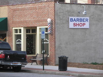 [Just your typical small town barber shop in Brevard]