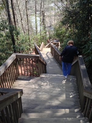 [You might think this is leading down, but these are Esher Stairs, which go up both ways. It was most annoying.]