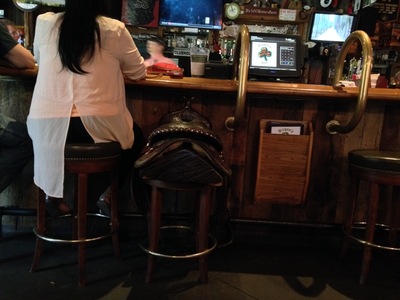 [Perhaps in Brevard, it is normal to have saddles as bar stools.]