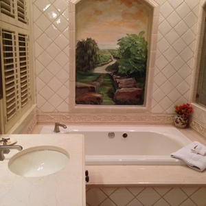 [A tub quite possibly large enough for two.] I wonder if the painting leads to Narnia?
