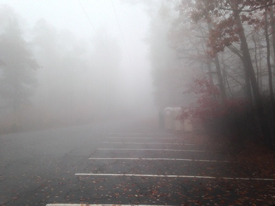 [Thick fog.  Think pea soup fog.  Visibility measured in yards (meters).] This isn't 7:00am, but 4:00pm, up in the mountains of South Carolina.